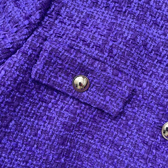 Ann Taylor Purple Tweed Cropped Jacket - Size 10 - Picture 4 of 6